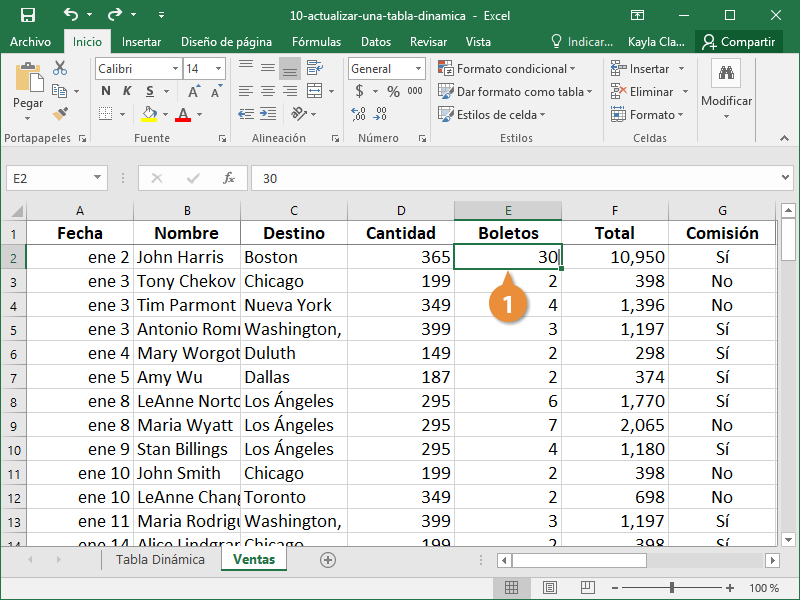 Actualizar una Tabla Dinámica