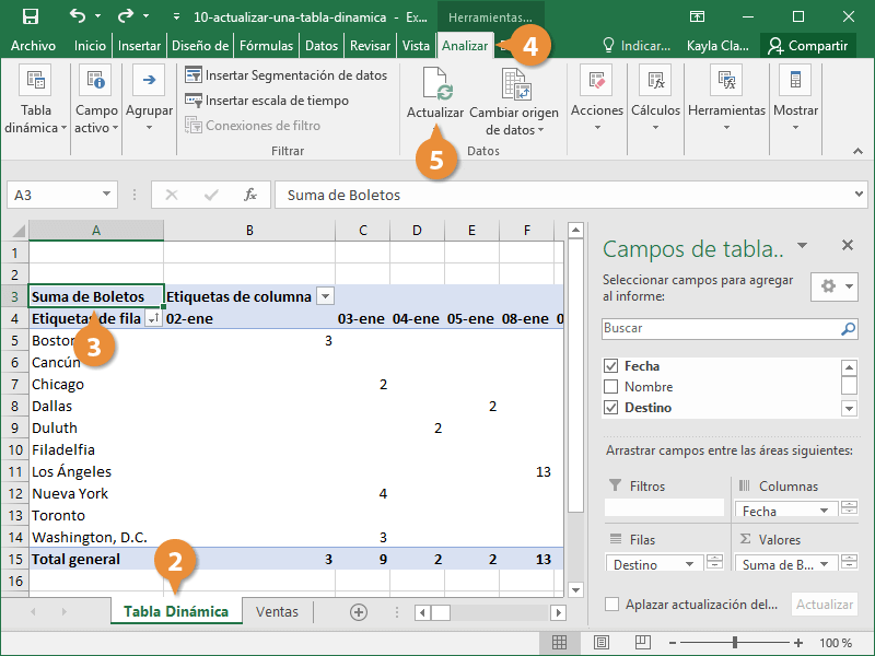 Actualizar una Tabla Dinámica