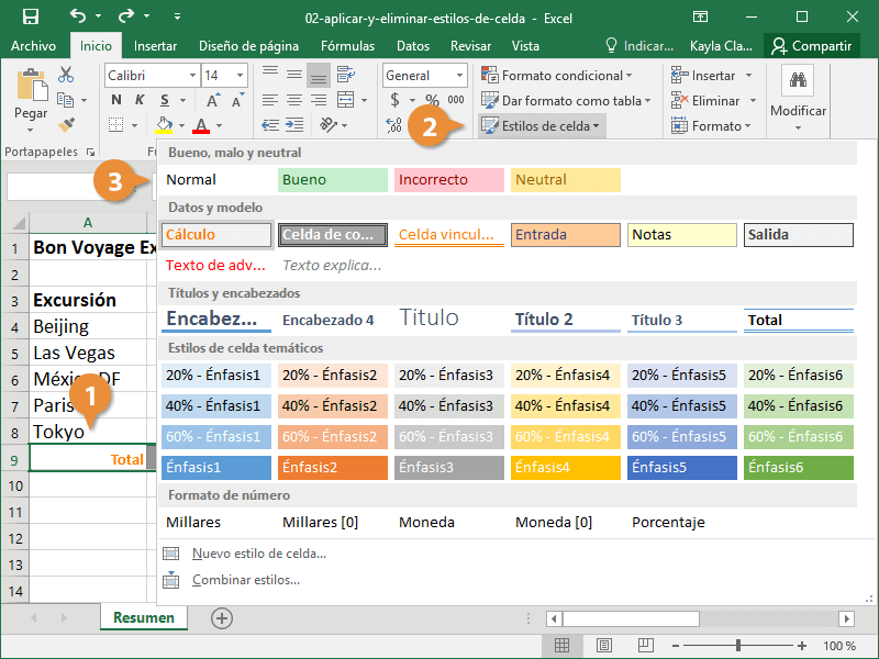 Aplicar y Eliminar Estilos de Celda