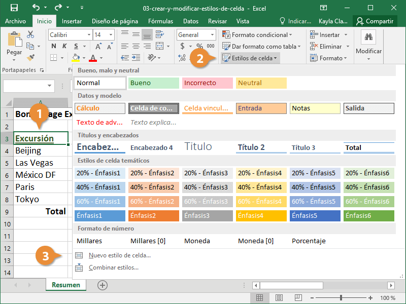 Crear y Modificar Estilos de Celda