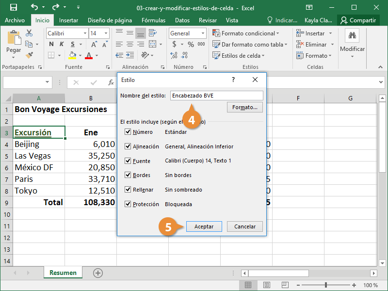 Crear y Modificar Estilos de Celda