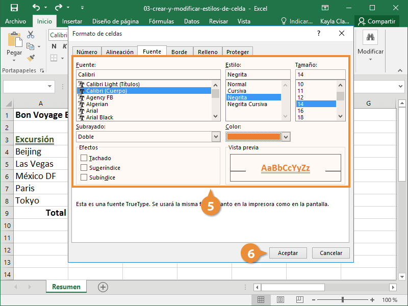 Crear y Modificar Estilos de Celda