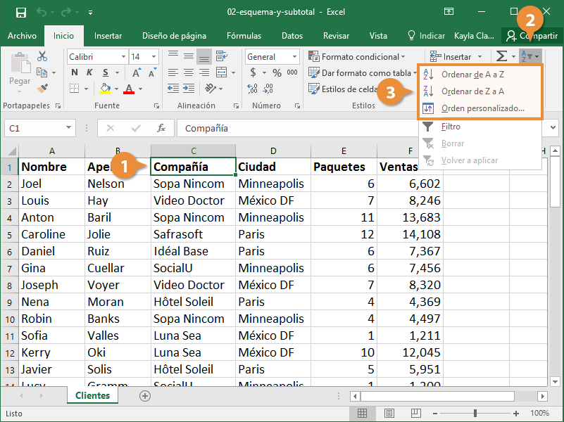 Esquema y Subtotal