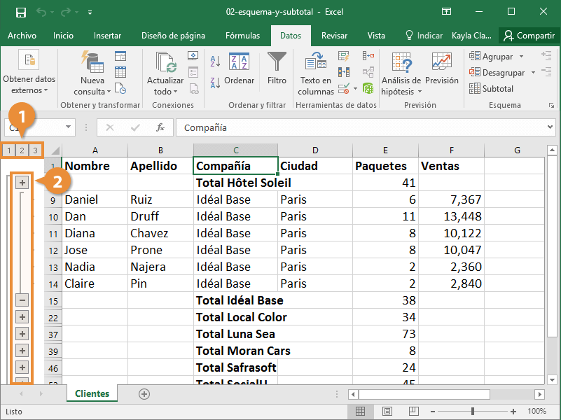 Esquema y Subtotal