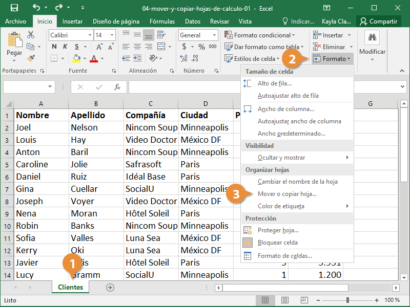 Vista de una Hoja de Calculo