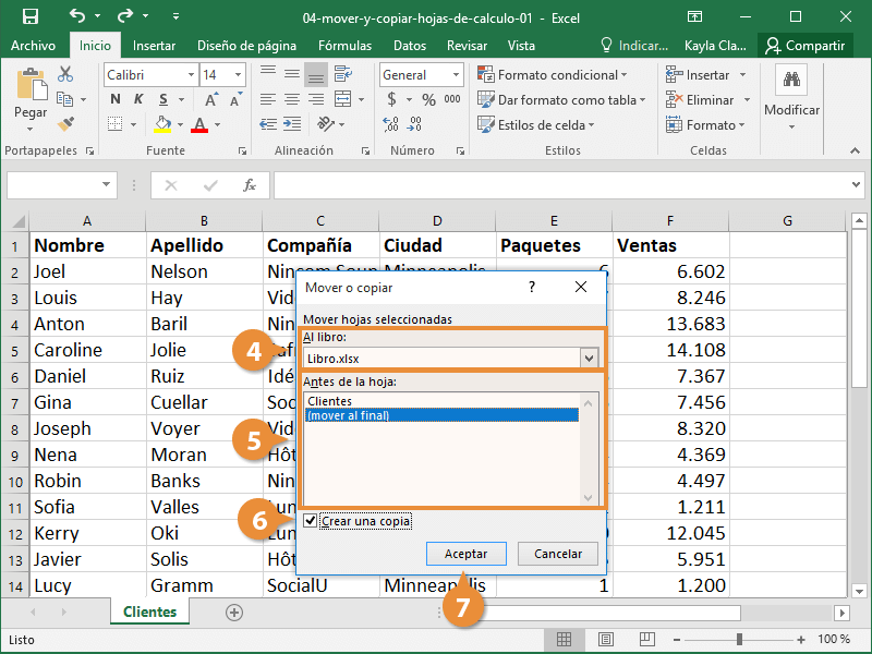 Vista de una Hoja de Calculo