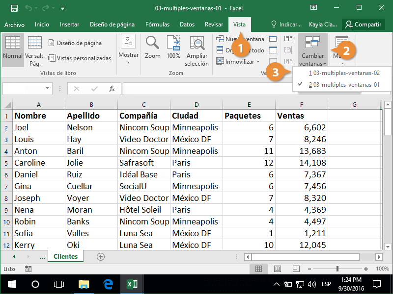 Vista de una Hoja de Calculo