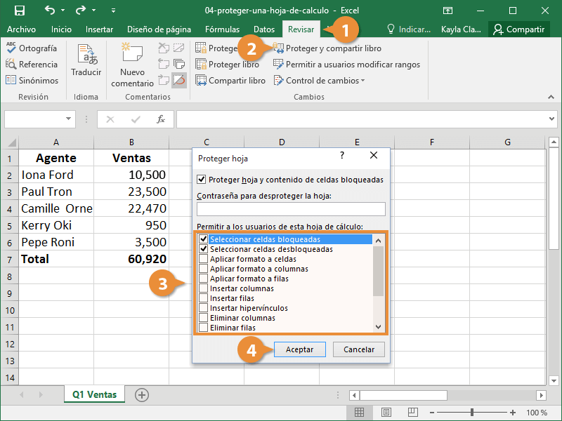 Proteger una Hoja de Calculo