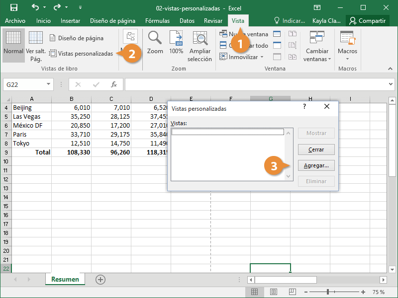 Vista de una Hoja de Calculo