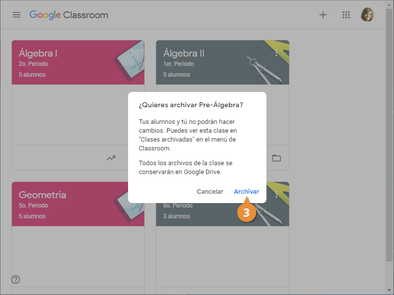 Archivar y Eliminar Clases