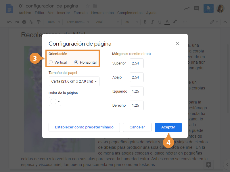 Configuración de Página