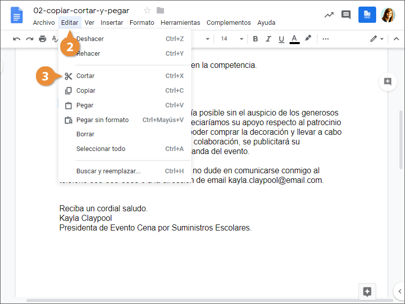 Cortar, Copiar, y Pegar