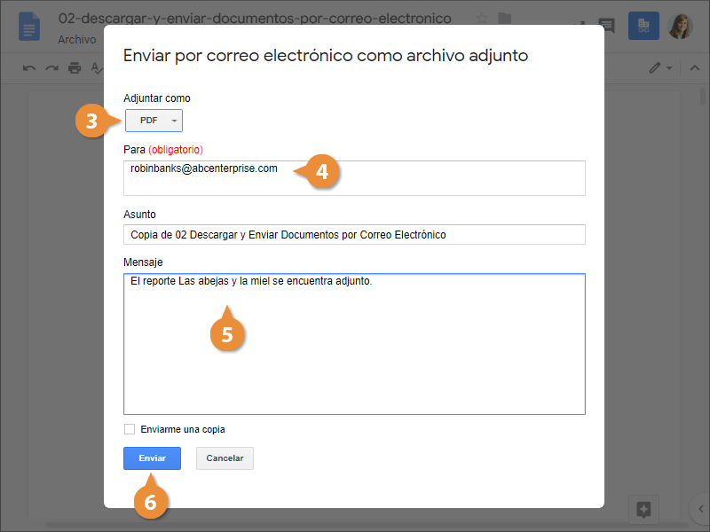 Descargar y Enviar Documentos por Correo Electrónico