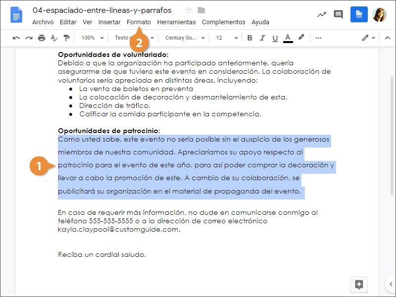 Espaciado entre Líneas y Párrafos