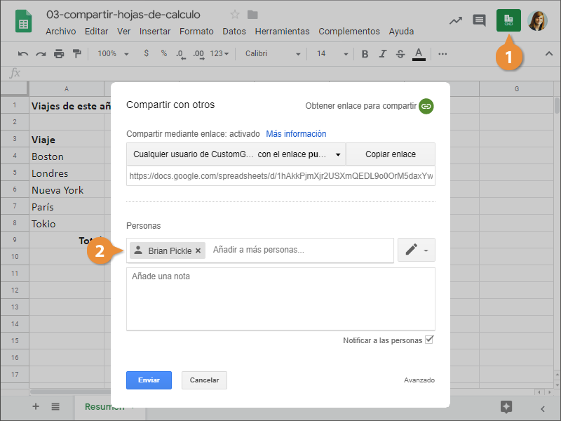 Compartir Hojas de Cálculo