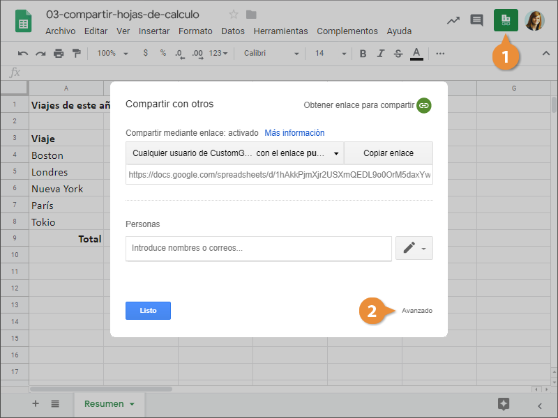 Compartir Hojas de Cálculo