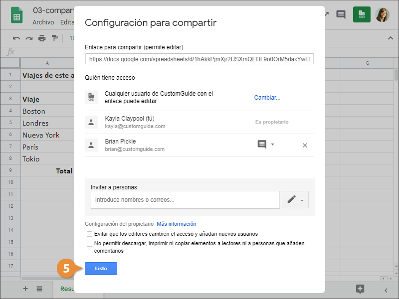 Compartir Hojas de Cálculo