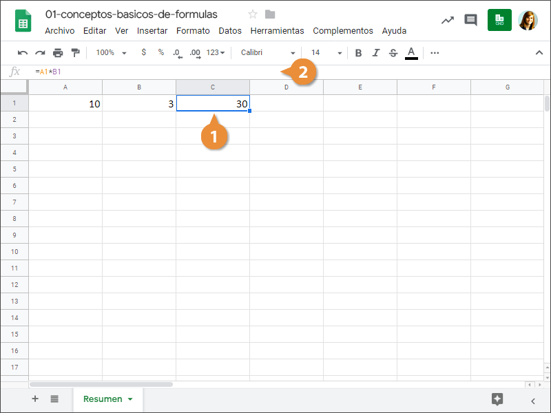 Conceptos básicos de fórmulas