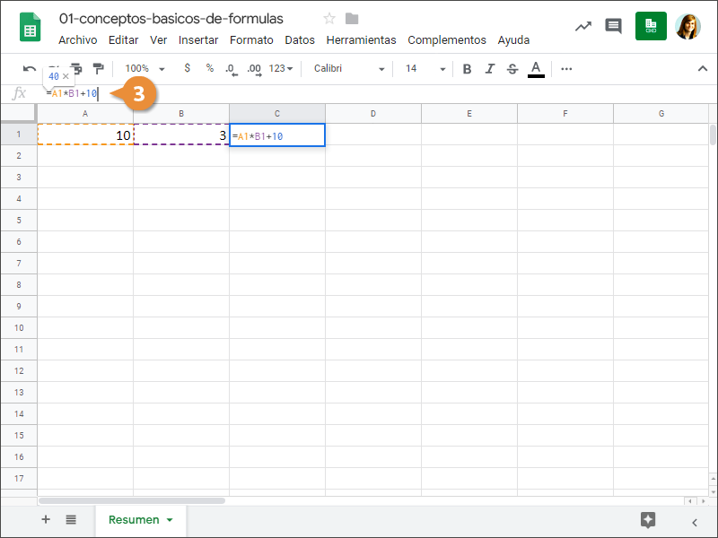 Conceptos básicos de fórmulas