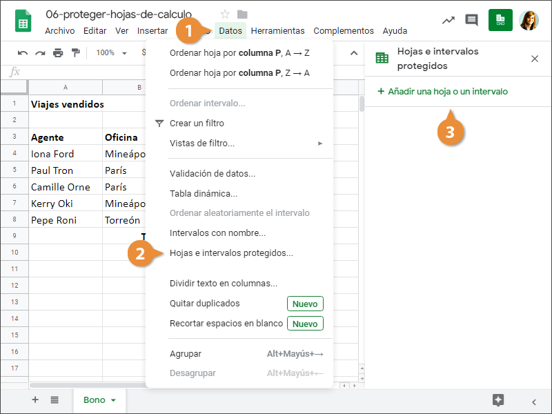 Proteger Hojas de Cálculo