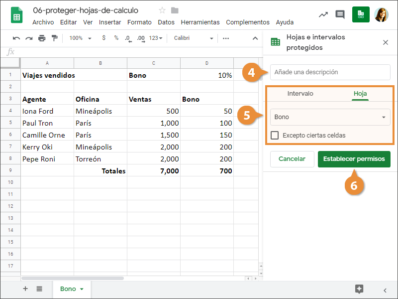 Proteger Hojas de Cálculo