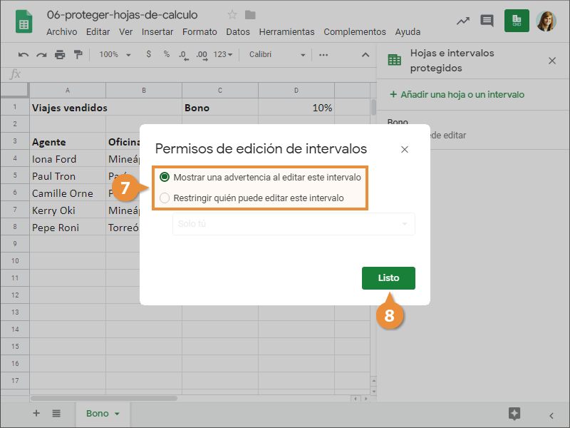 Proteger Hojas de Cálculo