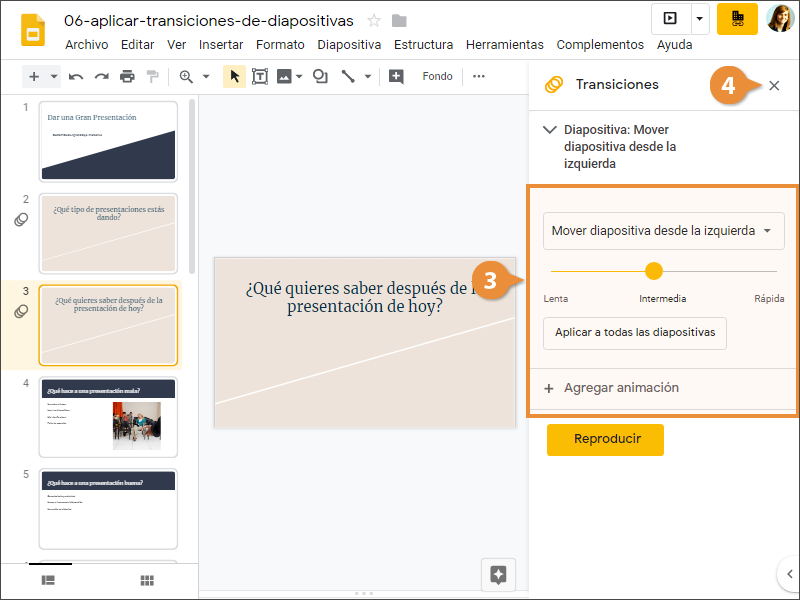 Aplicar Transiciones de Diapositiva