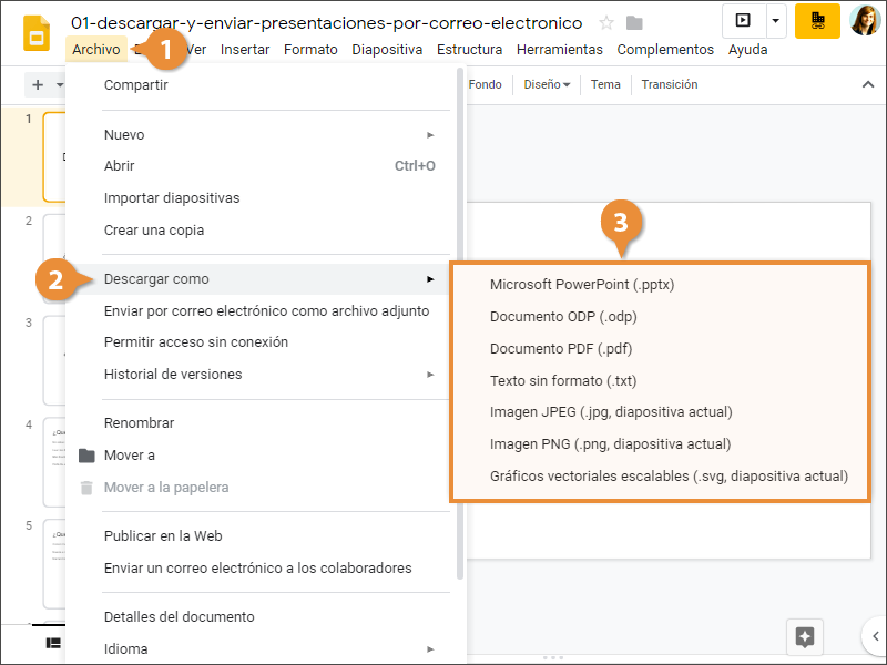 Descargar y Enviar Presentaciones Por Correo Electronico