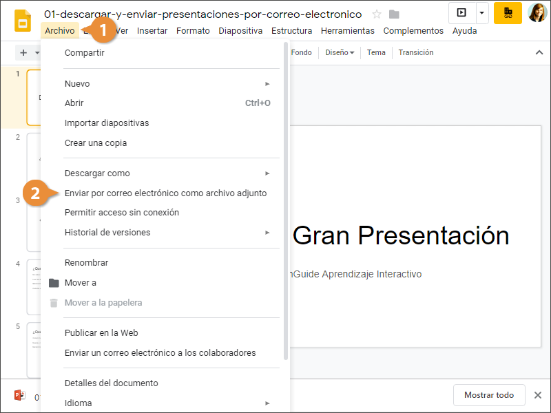 Descargar y Enviar Presentaciones Por Correo Electronico