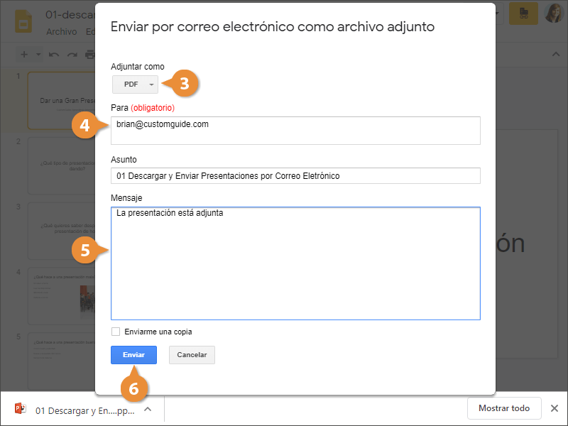 Descargar y Enviar Presentaciones Por Correo Electronico