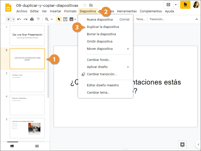 Duplicar y Copiar Diapositivas