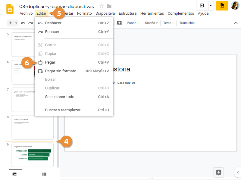 Duplicar y Copiar Diapositivas