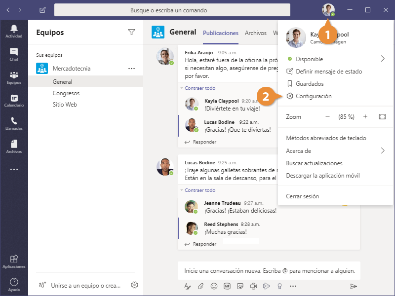 Cambiar la Configuración de Teams