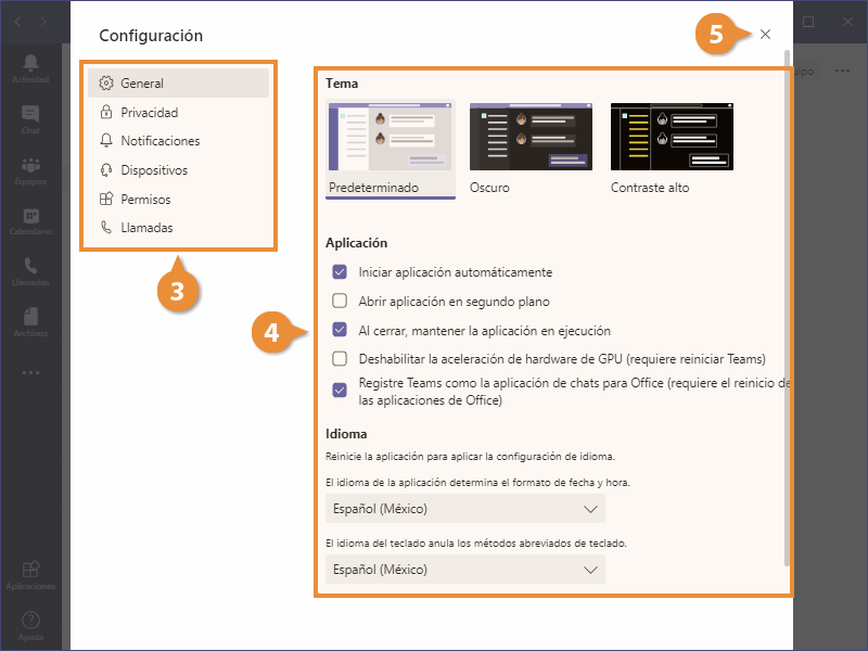 Cambiar la Configuración de Teams