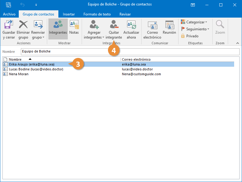 Eliminar Grupos de Contactos