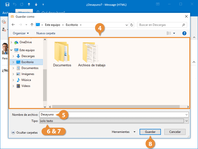 Guardar Mensajes en Formatos Alternos