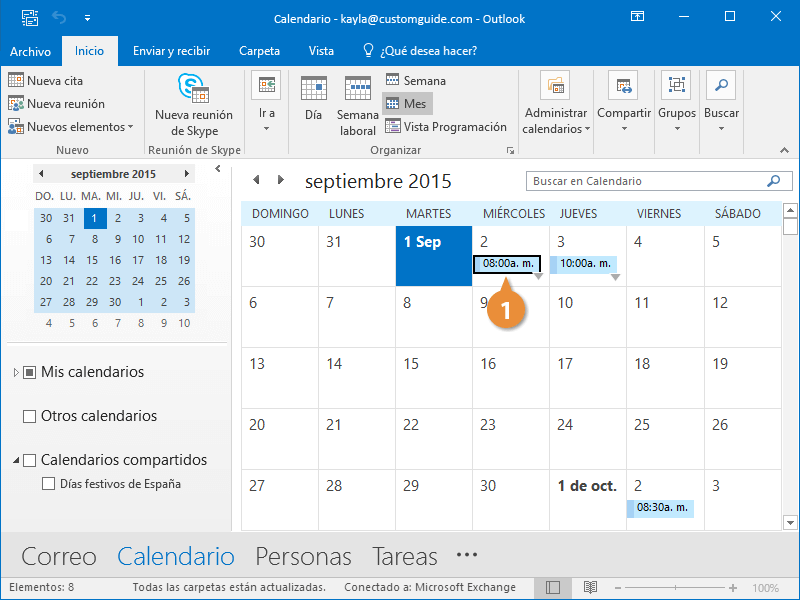 Reenviar Elementos del Calendario