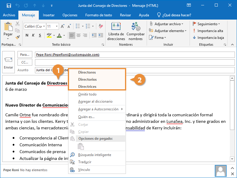 Comprobar la Ortografía y Gramática