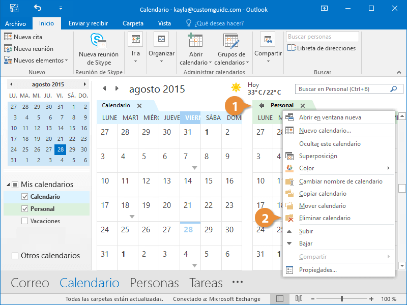 Trabajar con Calendarios Múltiples