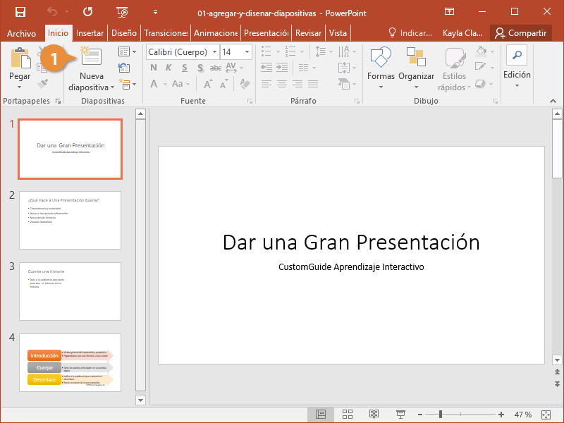 Agregar y diseñar diapositivas