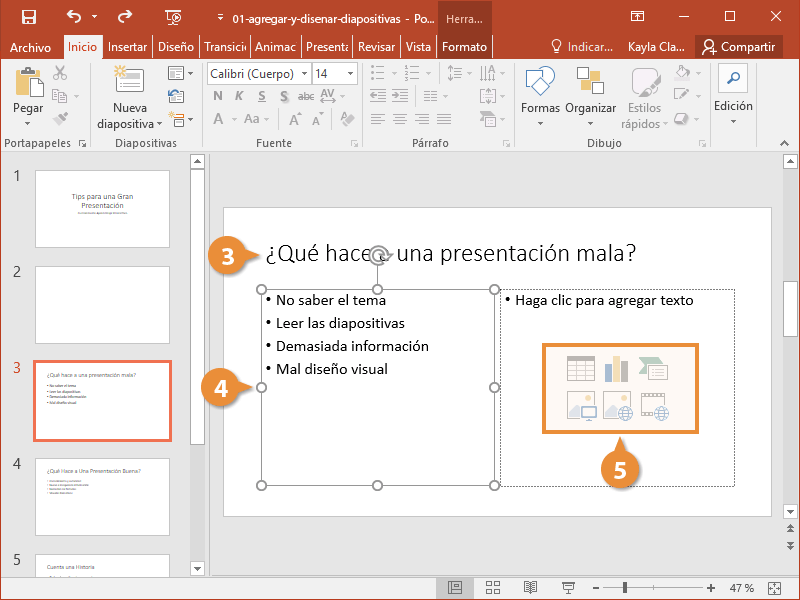 Agregar y diseñar diapositivas