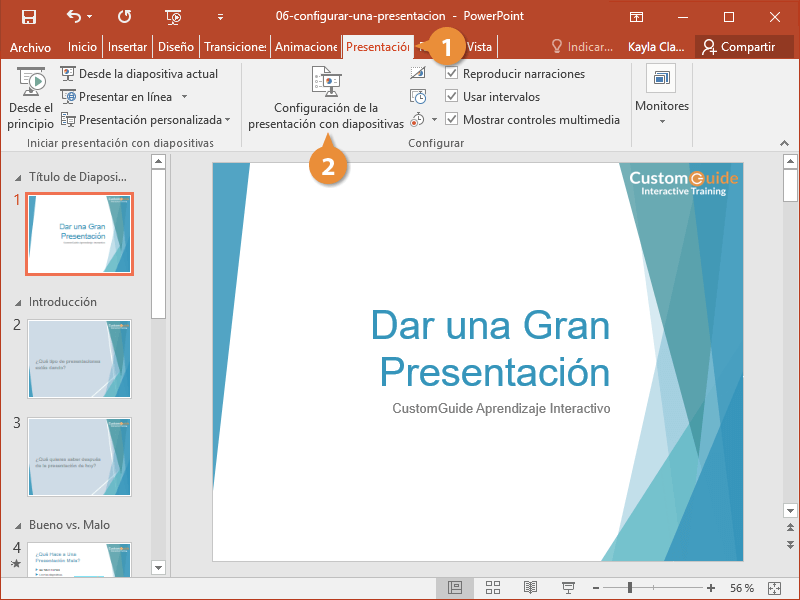 Configurar una Presentación