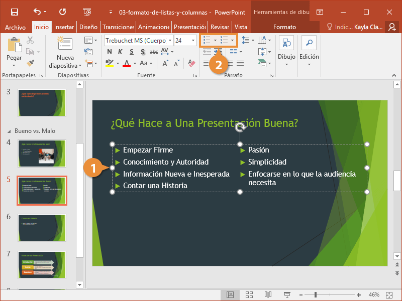 Formato de Listas y Columnas