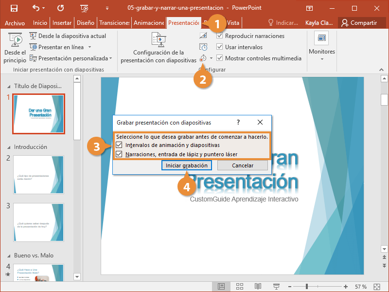 Grabar y Narrar una Presentación
