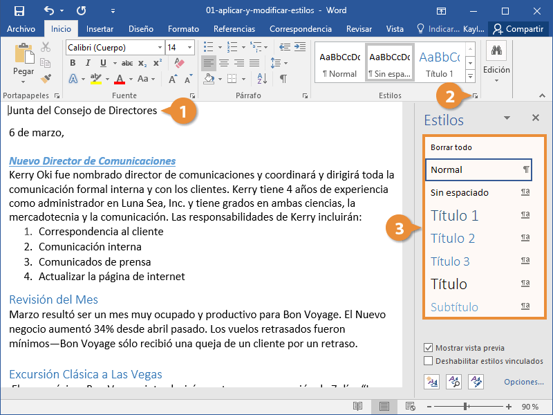 Aplicar y Modificar Estilos en un Documento de Word