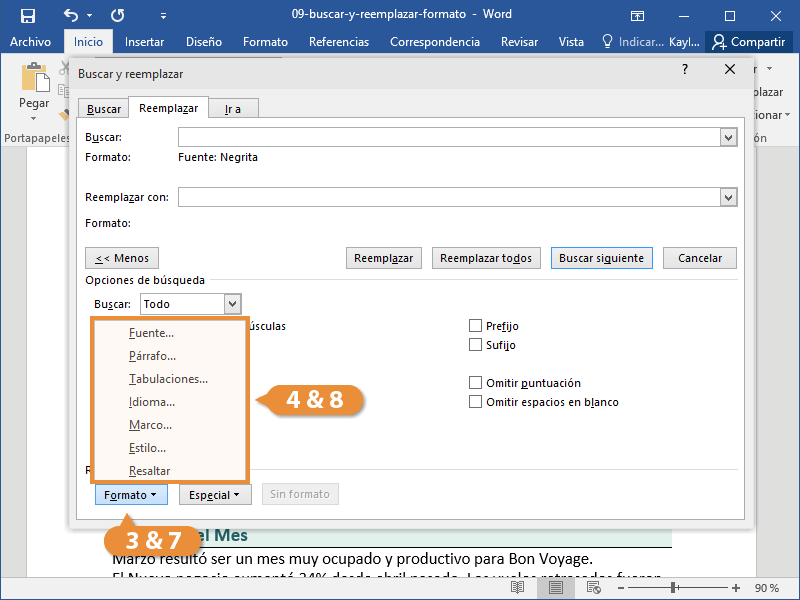 Buscar y Reemplazar Formato