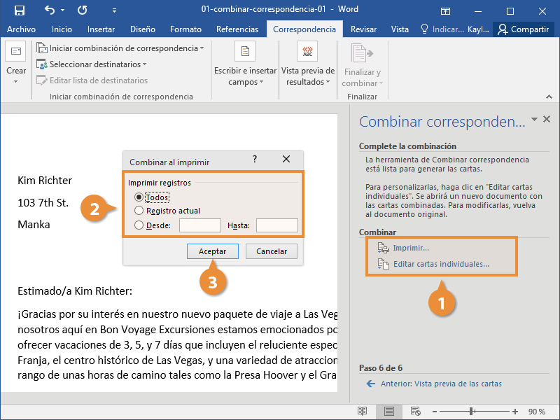 Combinar Correspondencia