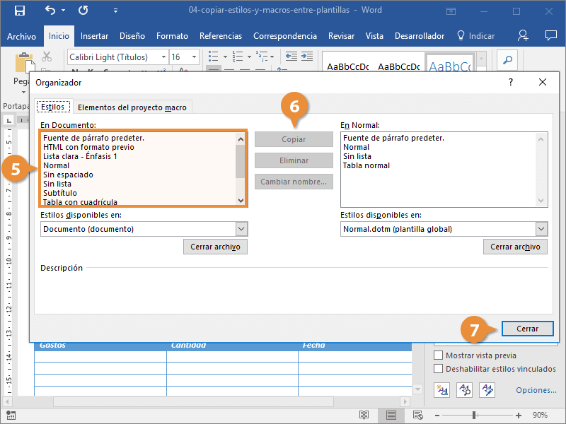 Copiar Estilos y Macros Entre Plantillas