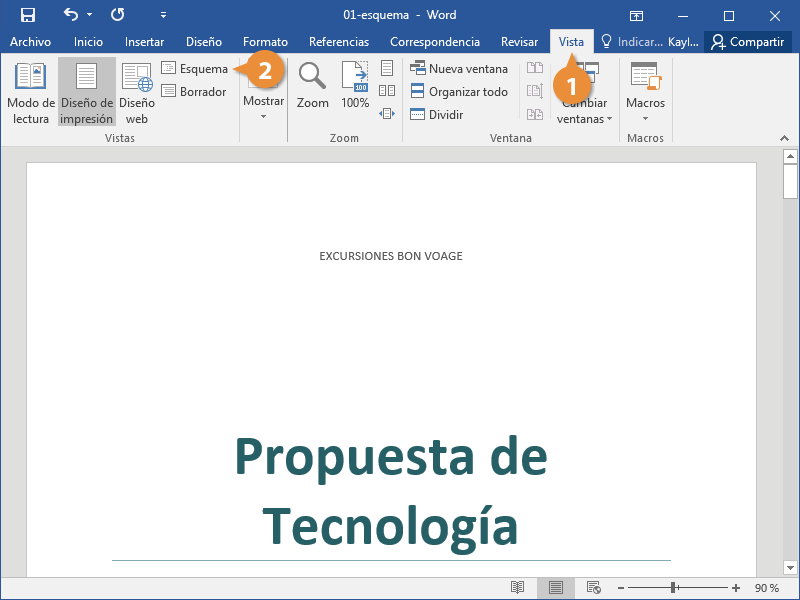 Esquema en Documento de Word