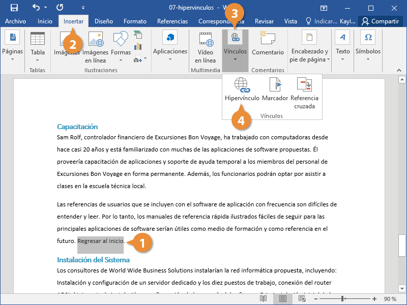 Hipervínculos en Word